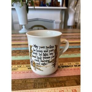 Carrigaline Pottery Ireland Coffee Mug Vintage Irish blessing May Good Luck